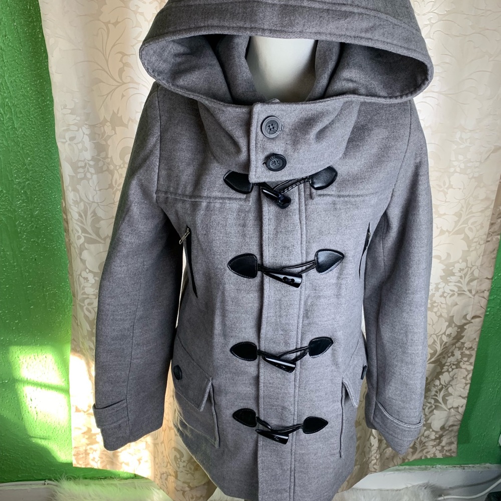 THELEES HOMME gray toggle coat w/ hood size L